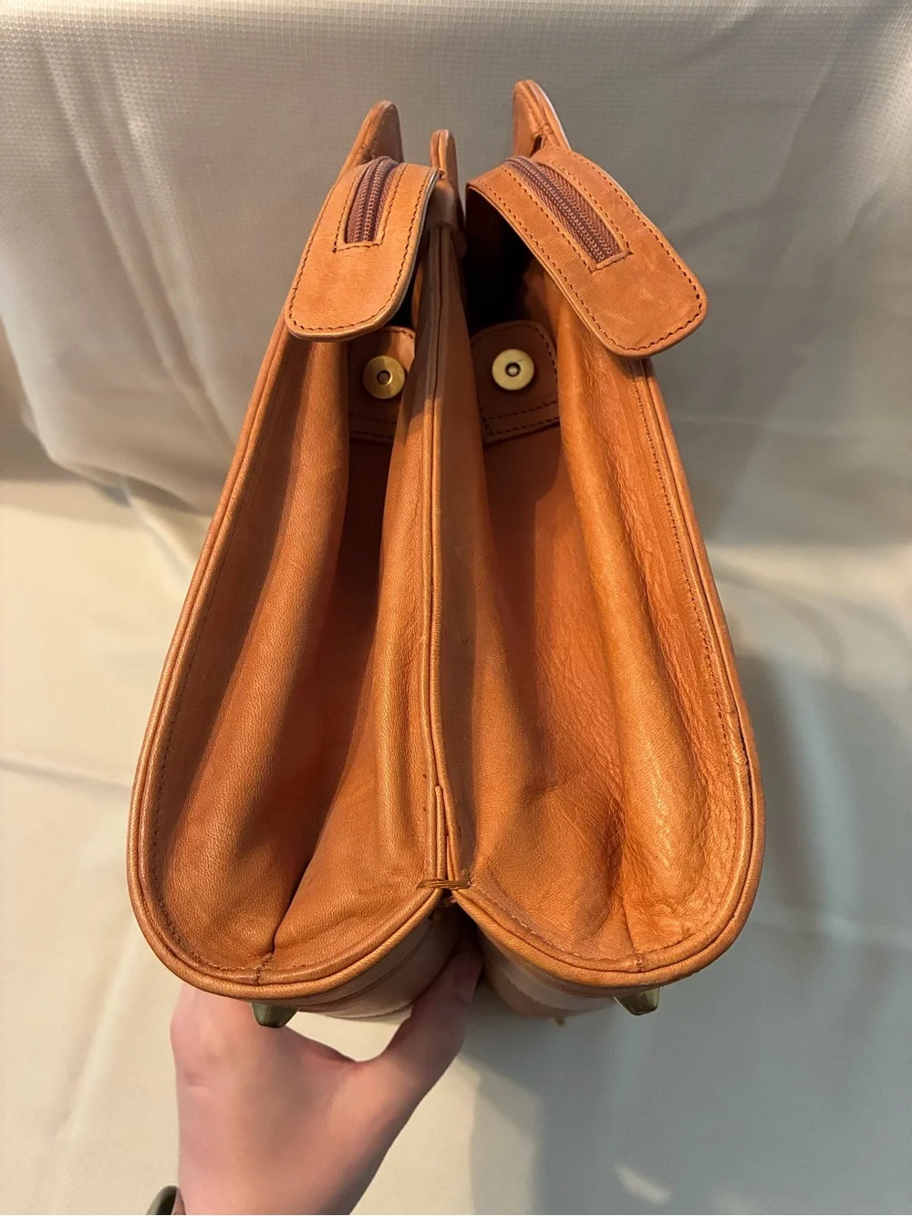 Boulder Ridge Tan Leather Briefcase Tote for Men